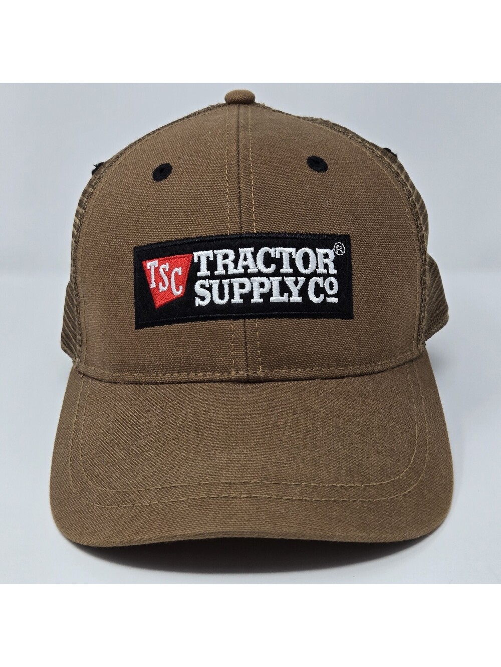 Tractor Supply Co Hat Brown Mesh Trucker Cap Snapback Adjustable Farm Logo